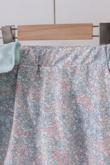 Blue floral bunny applique ruffle skorts set