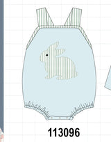 Blue stripe bunny applique bubble