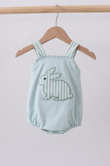 Blue stripe bunny applique bubble