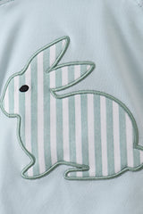 Blue stripe bunny applique bubble