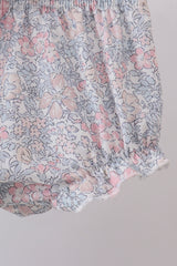 Blue floral bunny applique bloomer set