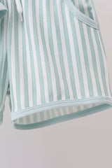 Blue stripe bunny applique shorts set