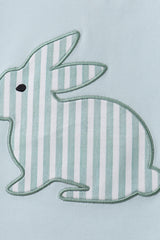 Blue stripe bunny applique shorts set