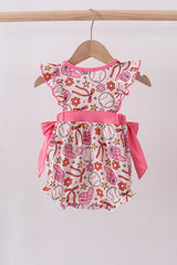Pink baseball print ruffle bubble