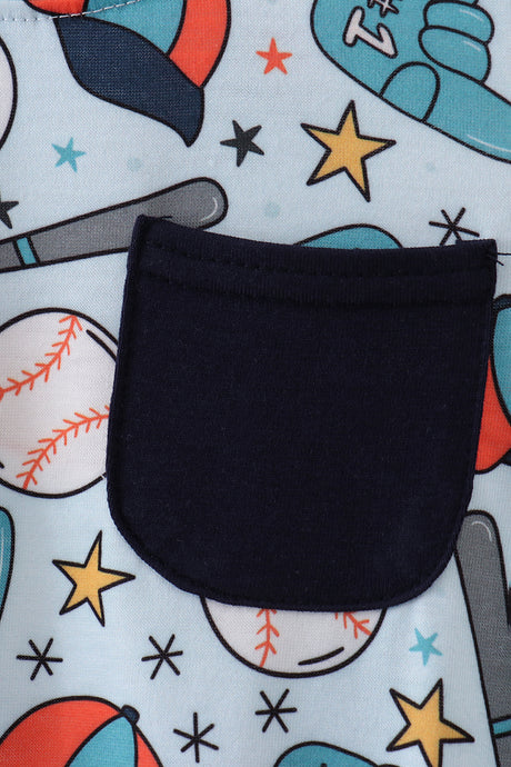 Navy baseball print bubble