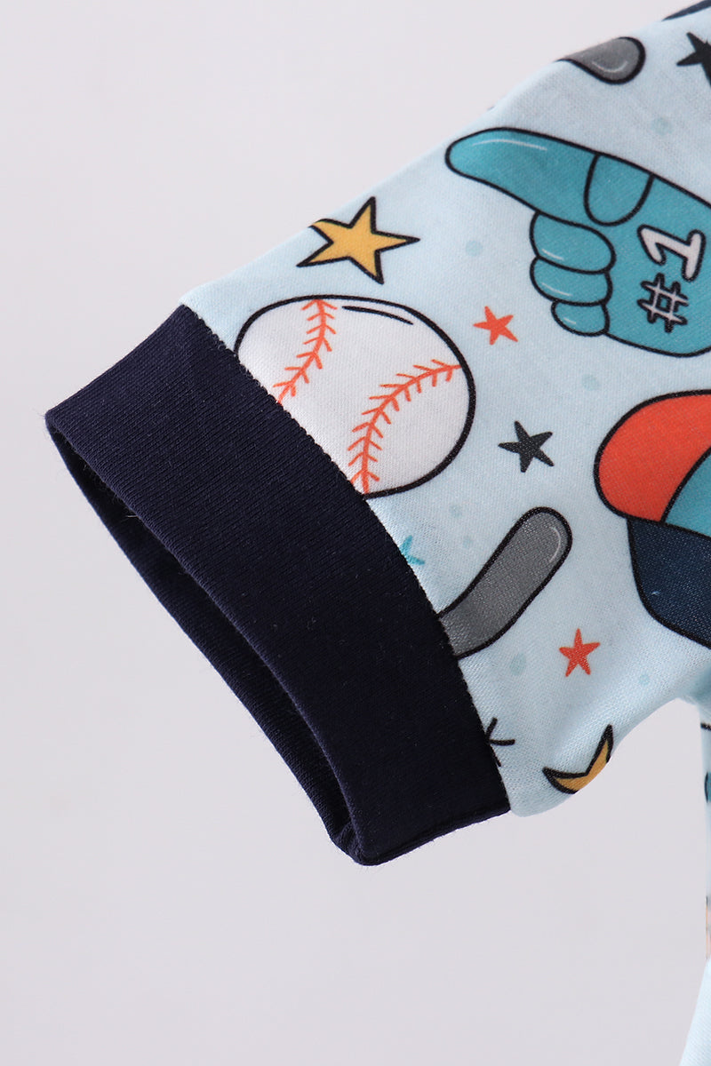 Navy baseball print bubble