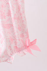 Pink bunny smocked ruffle bow bubble