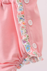 Pink floral cross embroidery ruffle bubble
