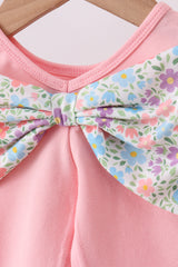 Pink floral cross embroidery ruffle bloomer set