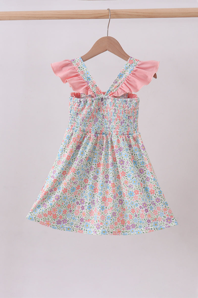 Floral smocked ruffle dress