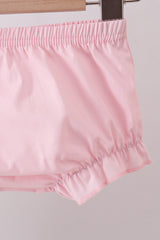 Green swiss dot cross sheep ruffle bloomer set