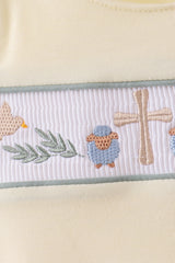 Yellow cross sheep embroidery bubble
