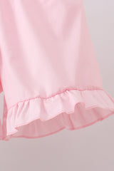 Green swiss dot cross sheep ruffle shorts set