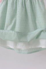 Green swiss dot cross sheep ruffle dress