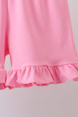 Blue sailboat applique ruffle shorts set