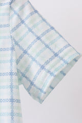 Blue plaid duck embroidery button down shirt