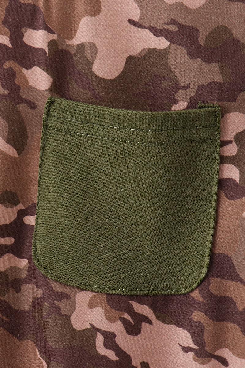 Camouflage print pocket shorts set