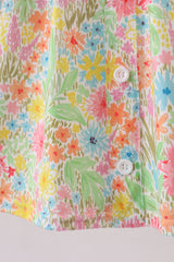 Pink floral print puff sleeve ruffle dress