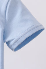 Blue engineering vehicle embroidery top