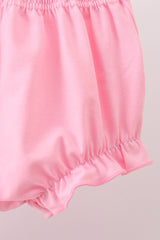 Pink bow I love MOMMY smocked ruffle bloomer set