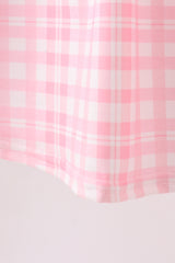 Pink octopus starfish embroidery plaid ruffle dress