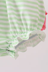 Green watermelon applique ruffle stripe bubble
