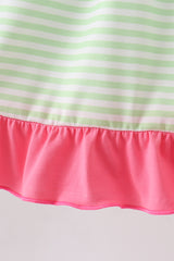 Green watermelon applique ruffle dress