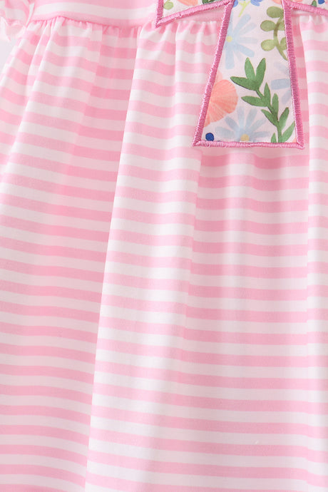 Pink stripe cross applique ruffle shorts set