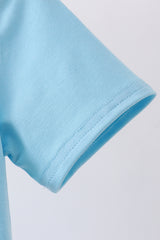 Blue cross applique top