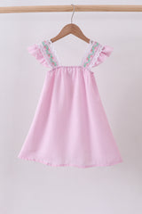 Pink seersucker ruffle dress
