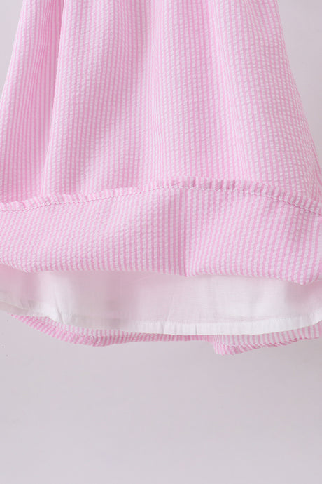 Pink seersucker ruffle dress