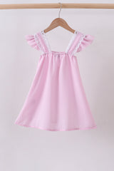Pink seersucker ruffle dress