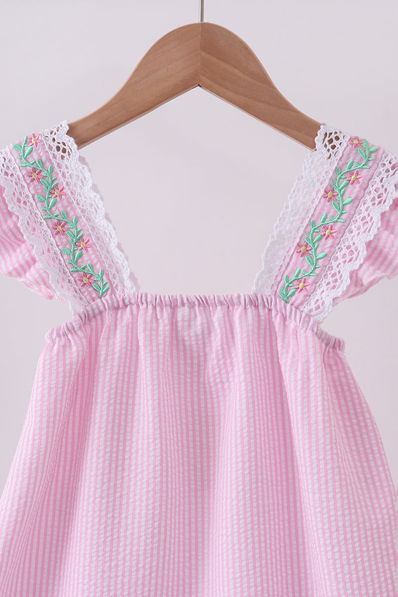 Pink seersucker ruffle dress