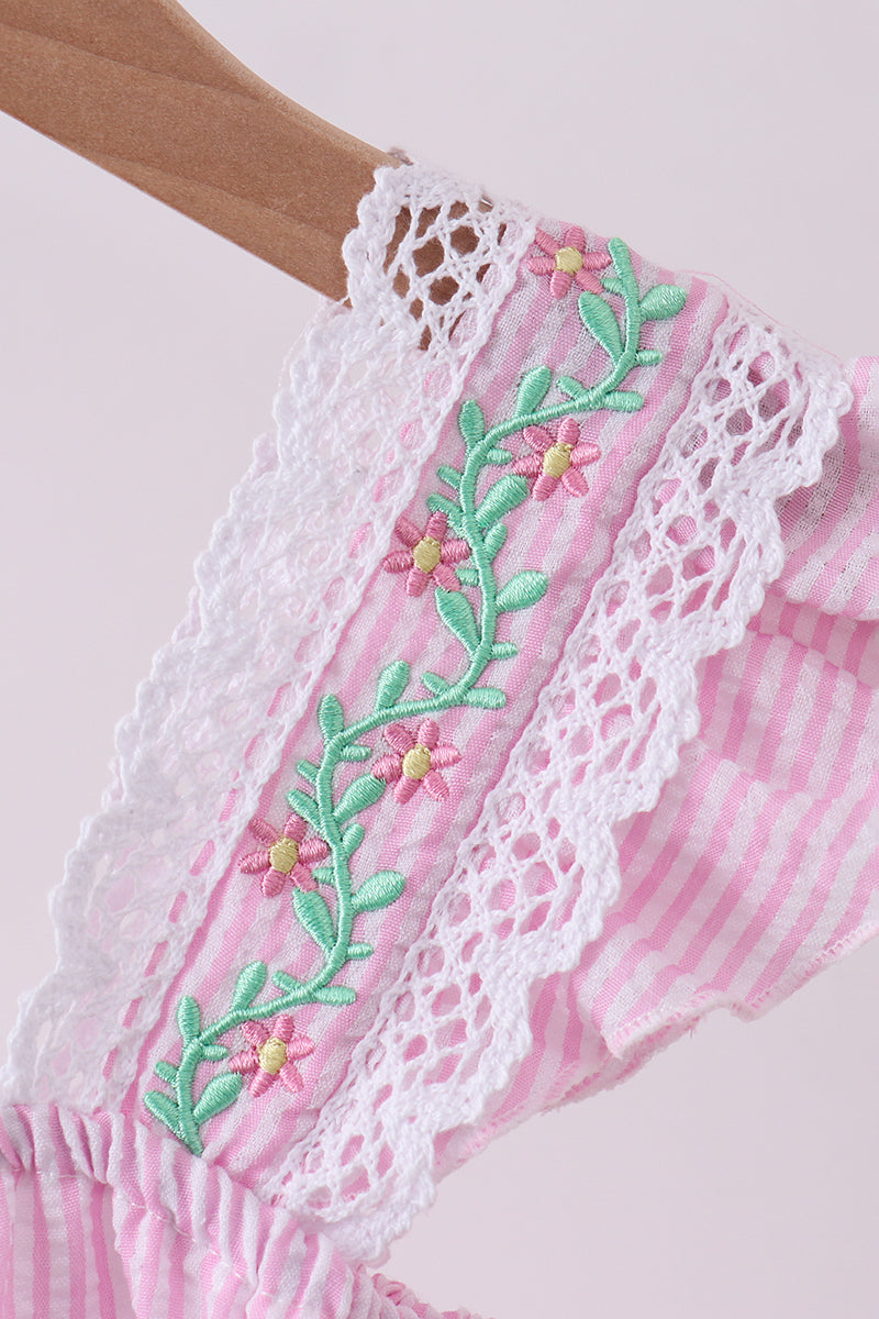 Pink seersucker ruffle dress