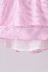 Pink seersucker ruffle shorts set