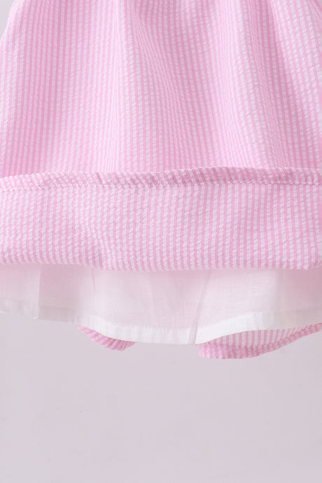 Pink seersucker ruffle shorts set