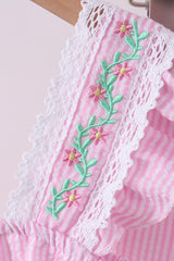 Pink seersucker ruffle shorts set