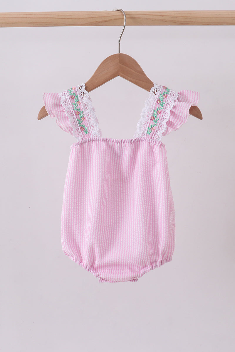 Pink seersucker ruffle bubble