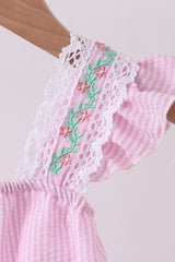 Pink seersucker ruffle bubble