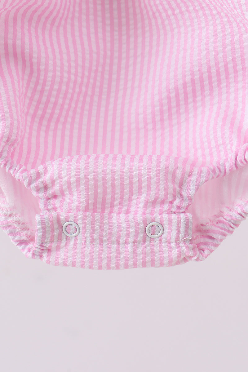 Pink seersucker ruffle bubble