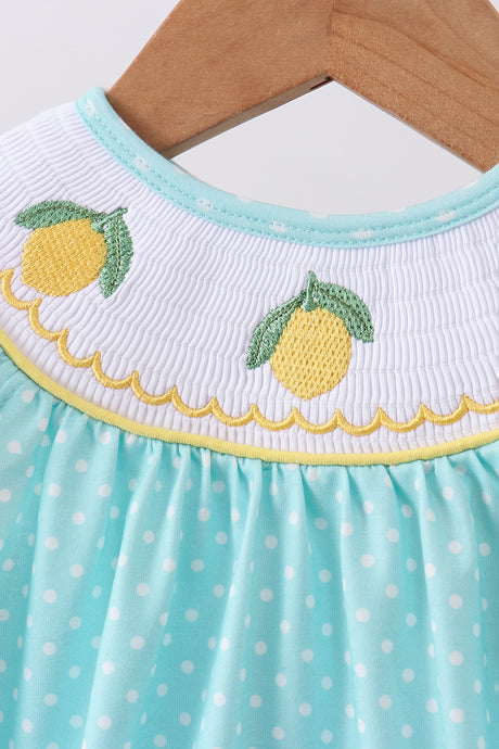 Summer lemon smocked ruffle bubble
