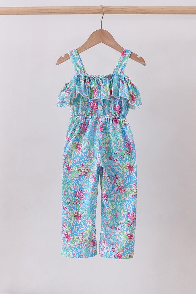 Mint island bloom jumpsuit