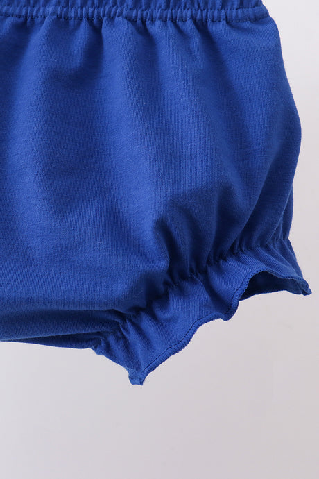 Blue floral print ruffle bloomer set