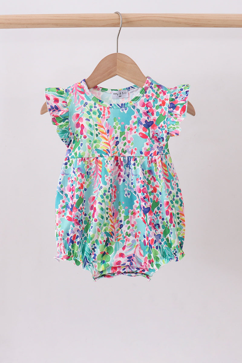 Blue bright floral ruffle bubble