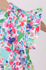 Blue bright floral ruffle bubble