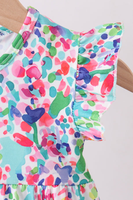 Blue bright floral ruffle bubble