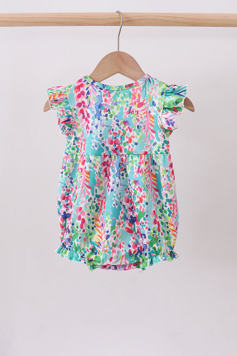 Blue bright floral ruffle bubble