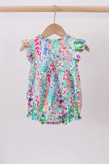 Blue bright floral ruffle bubble