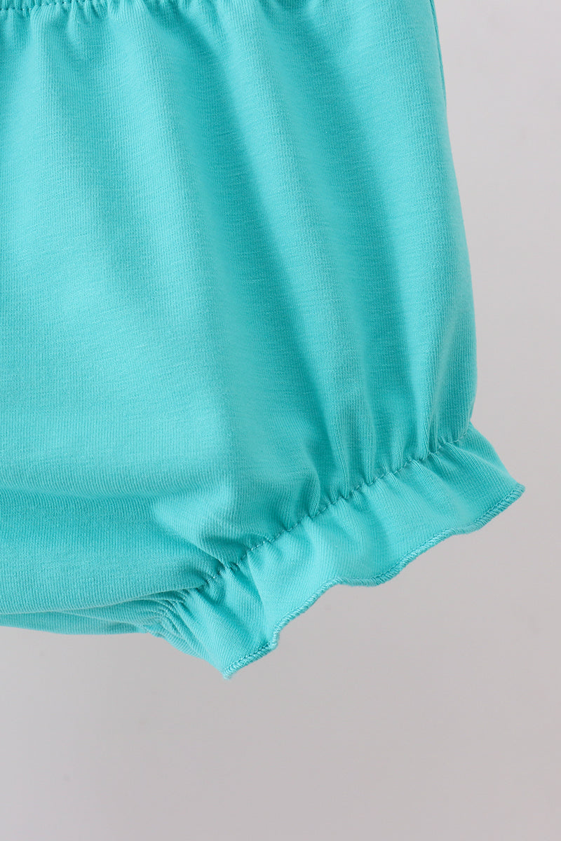 Blue bright floral ruffle bloomer set