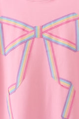 Pink Patriotic hand-sewn bow mom&me sweatshirt